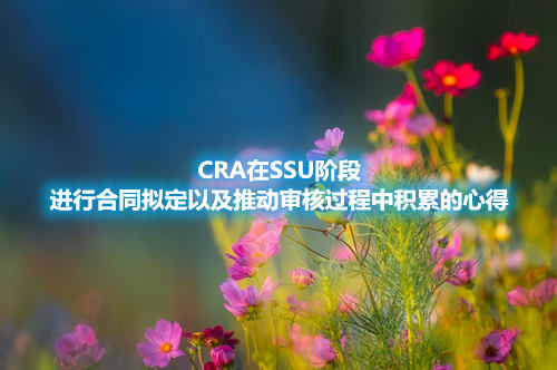 CRA在SSU階段進行合同擬定以及推動審核過程中積累的心得(圖1)